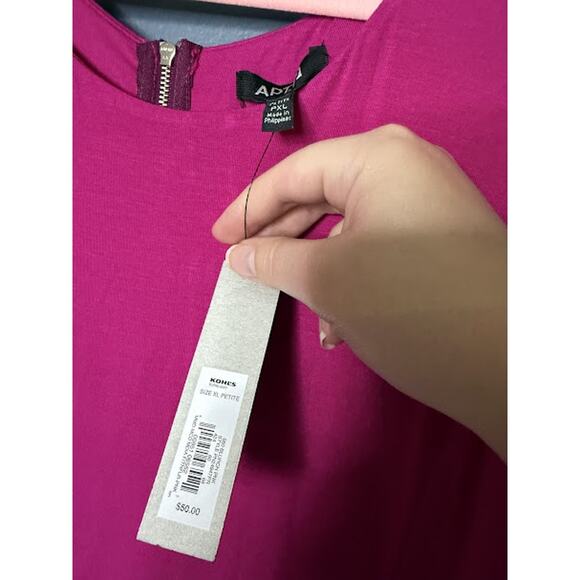 NWT Apt 9 Petite Dress Women's Size XL Pink Zip Up Throw on Dress No Sleeves - Picture 5 of 9